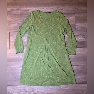 EUC Like New Gudrun Sjoden Green Confetti Patterned Jersey Knee Length Dress